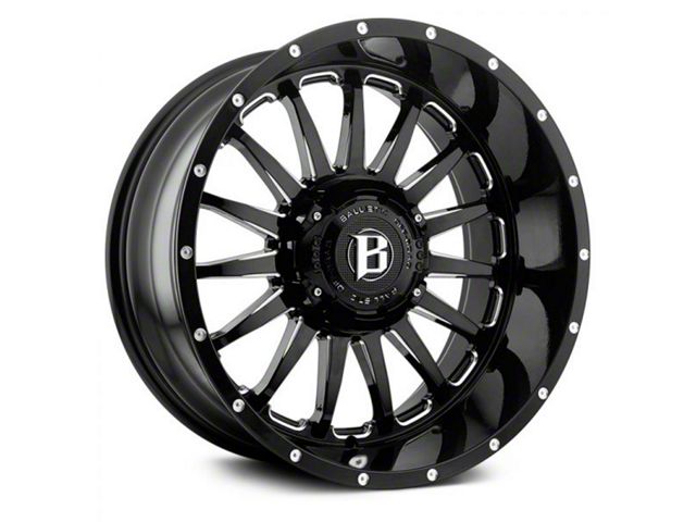 22 Ballistic Rims Ballistic RAM 1500 Machete Gloss Black Milled 6-Lug Wheel; 22x12; -50mm ...
