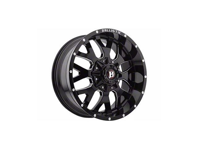 Ballistic Tank Gloss Black Milled 5-Lug Wheel; 17x9; -12mm Offset (09-18 RAM 1500)