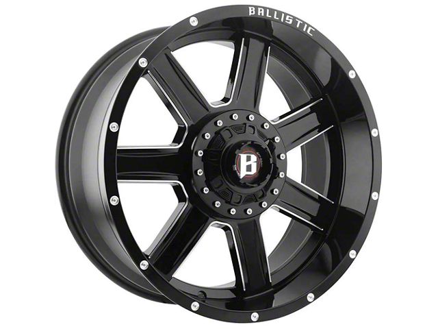 Ballistic RAM 1500 Yukon Gloss Black Milled 5-Lug Wheel; 20x9; -12mm ...