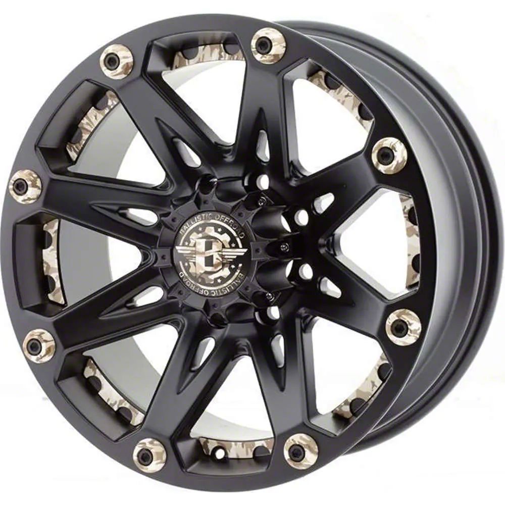 Ballistic Ranger Jester Flat Black with Camouflage Accents 6-Lug Wheel ...
