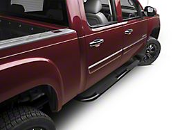 Barricade 4-Inch Oval Bent End Side Step Bars; Body Mount; Black (99-13 Sierra 1500)