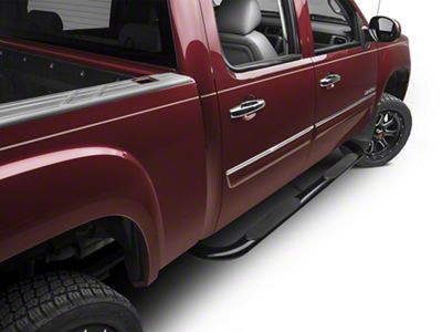 Barricade 4-Inch Oval Bent End Side Step Bars; Body Mount; Black (99-13 Sierra 1500)