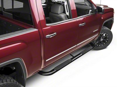 Barricade 4-Inch Oval Bent End Side Step Bars; Body Mount; Black (14-18 Sierra 1500)