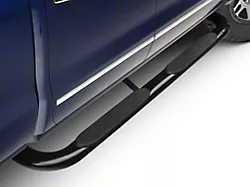 Barricade 4-Inch Oval Bent End Side Step Bars; Body Mount; Black (14-18 Silverado 1500 Double Cab)