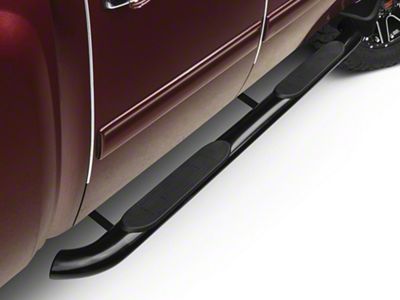 Barricade 4-Inch Oval Bent End Side Step Bars; Rocker Mount; Black (07-13 Silverado 1500)