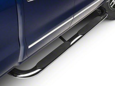 Barricade 4-Inch Oval Bent End Side Step Bars; Body Mount; Stainless Steel (14-18 Silverado 1500)