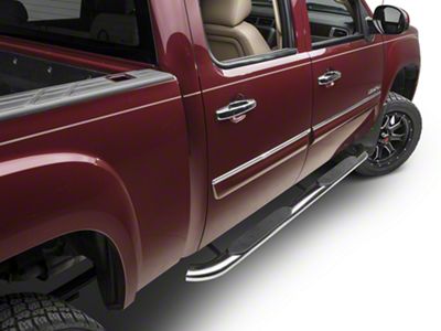 Barricade 4-Inch Oval Bent End Side Step Bars; Rocker Mount; Stainless Steel (07-13 Sierra 1500)