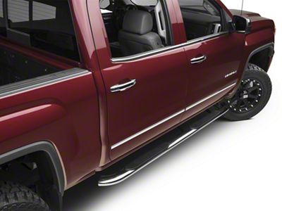 Barricade 4-Inch Oval Bent End Side Step Bars; Rocker Mount; Stainless Steel (14-18 Sierra 1500)