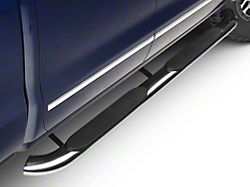 Barricade 4-Inch Oval Bent End Side Step Bars; Rocker Mount; Stainless Steel (14-18 Silverado 1500)