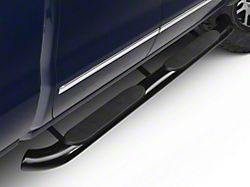 Barricade 4-Inch Oval Bent End Side Step Bars; Rocker Mount; Black (14-18 Silverado 1500)