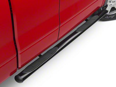 Barricade 4-Inch Oval Straight End Side Step Bars; Gloss Black (04-08 F-150)