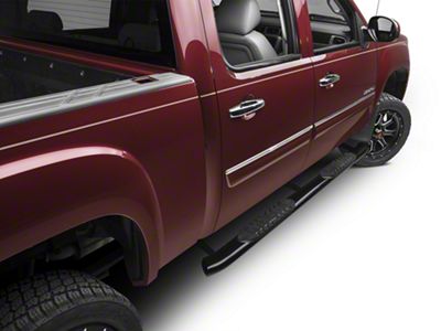 Barricade 5-Inch Oval Bent End Side Step Bars; Body Mount; Black (99-13 Sierra 1500)