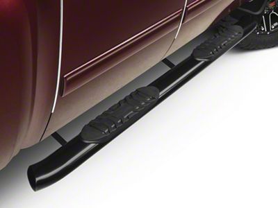 Barricade 5-Inch Oval Bent End Side Step Bars; Rocker Mount; Black (07-13 Silverado 1500)