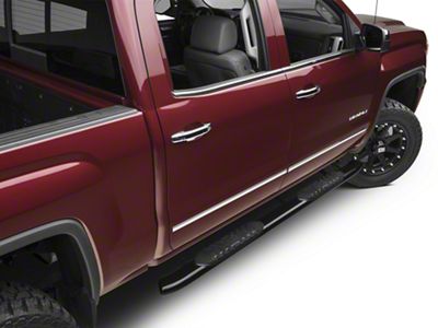 Barricade 5-Inch Oval Bent End Side Step Bars; Rocker Mount; Black (14-18 Sierra 1500)