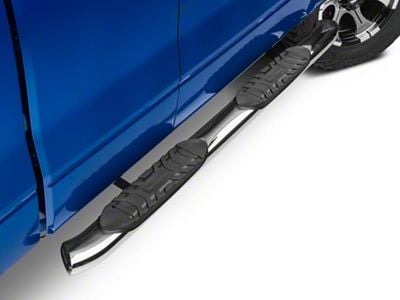 Barricade 5-Inch Oval Bent End Side Step Bars; Stainless Steel (09-14 F-150 SuperCab, SuperCrew)
