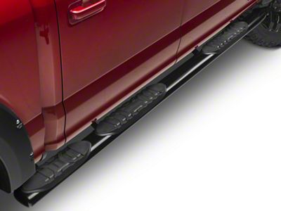 Barricade 5-Inch Oval Bent End Wheel to Wheel Side Step Bars; Black (15-25 F-150 SuperCab, SuperCrew)