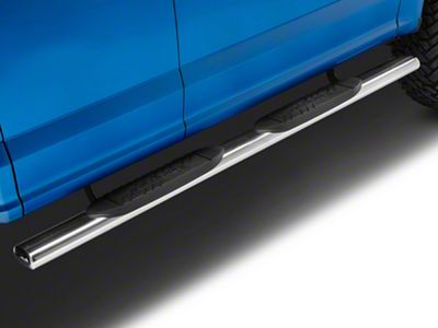 Barricade E-Series 5-Inch Straight End Side Step Bars; Stainless Steel (15-25 F-150 SuperCab)