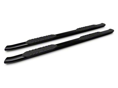 Barricade 5-Inch Oval 60 Degree Bent End Side Step Bars; Black (17-23 F-350 Super Duty SuperCab)