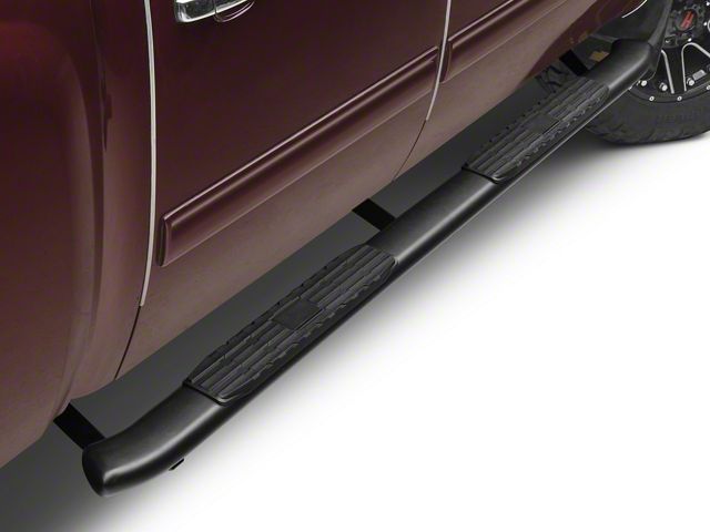 Barricade Pinnacle 4-Inch Oval Bent End Side Step Bars; Body Mount; Black (07-13 Silverado 1500 Extended Cab, Crew Cab)