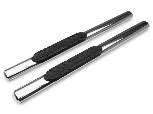 Barricade 4-Inch Oval Straight End Side Step Bars; Stainless Steel (10-24 RAM 2500 Regular Cab)