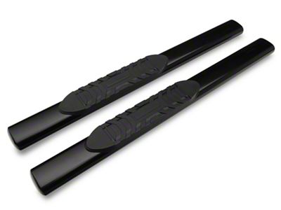 Barricade 5-Inch Oval Straight End Side Step Bars; Gloss Black (10-24 RAM 3500 Regular Cab)