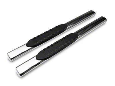 Barricade 5-Inch Oval Straight End Side Step Bars; Stainless Steel (10-24 RAM 3500 Regular Cab)