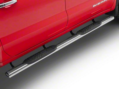 Barricade E-Series 5-Inch Oval Straight Side Step Bars; Stainless Steel (19-25 Sierra 1500 Crew Cab)