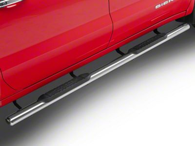 Barricade E-Series Oval Straight Side Step Bars; Stainless Steel (19-24 Sierra 1500 Crew Cab)