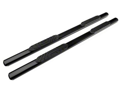 Barricade 4-Inch Oval Straight End Side Step Bars; Black (07-14 Sierra 2500 HD Crew Cab)