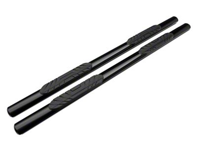 Barricade 4-Inch Oval Straight End Side Step Bars; Rocker Mount; Black (07-19 Sierra 2500 HD Crew Cab)