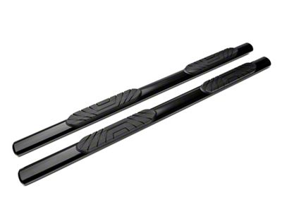 Barricade 4-Inch Oval Straight End Side Step Bars; Rocker Mount; Black (07-19 Sierra 2500 HD Extended/Double Cab)
