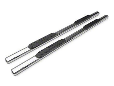 Barricade 4-Inch Oval Straight End Side Step Bars; Rocker Mount; Stainless Steel (07-19 Sierra 2500 HD Crew Cab)