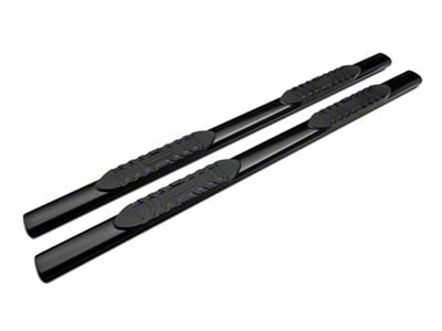 Barricade 5-Inch Oval Straight End Side Step Bars; Rocker Mount; Black (07-19 Sierra 2500 HD Crew Cab)