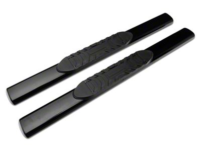 Barricade 5-Inch Oval Straight End Side Step Bars; Rocker Mount; Black (07-19 Sierra 3500 HD Regular Cab)