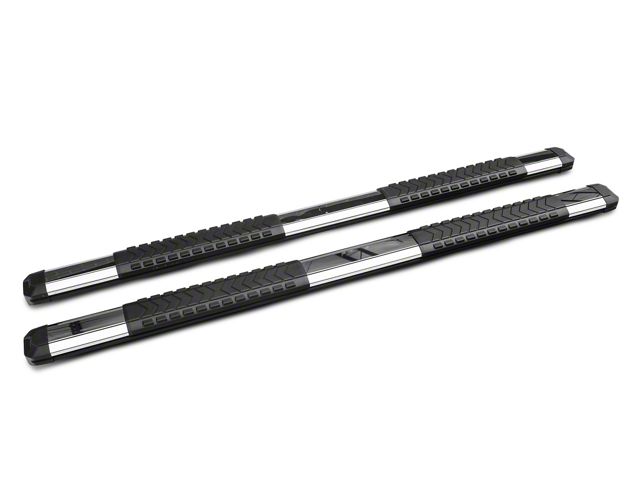 Barricade Saber 5-Inch Aluminum Side Step Bars; Stainless Cover Plates (19-24 Silverado 1500 Double Cab)