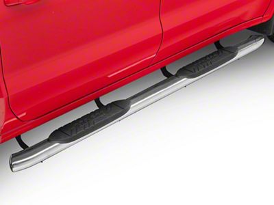 Barricade E-Series 5-Inch Oval Bent End Side Step Bars; Stainless Steel (19-25 Silverado 1500 Crew Cab)