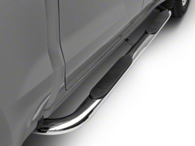 Barricade 4-Inch Oval Bent End Side Step Bars; Stainless Steel (20-24 Silverado 2500 HD Crew Cab)