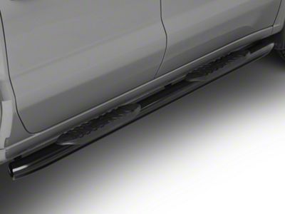 Barricade 5-Inch Oval Bent End Side Step Bars; Black (20-24 Silverado 2500 HD Crew Cab)