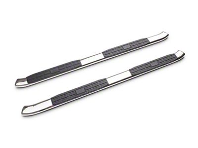 Barricade 5-Inch Oval Bent End Side Step Bars; Stainless Steel (20-25 Silverado 2500 HD Double Cab)