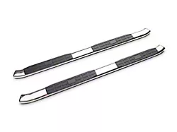 Barricade 5-Inch Oval Bent End Side Step Bars; Stainless Steel (20-23 Silverado 2500 HD Double Cab)