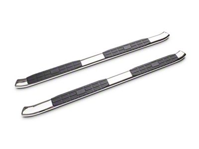 Barricade 5-Inch Oval Bent End Side Step Bars; Stainless Steel (20-24 Silverado 2500 HD Double Cab)