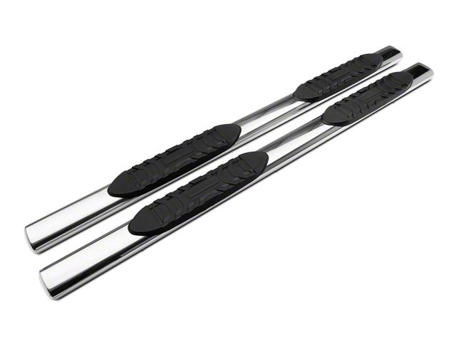 Barricade 5-Inch Oval Straight End Side Step Bars; Rocker Mount; Stainless Steel (07-19 Silverado 2500 HD Extended/Double Cab)