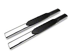 Barricade 5-Inch Oval Straight End Side Step Bars; Rocker Mount; Stainless Steel (07-19 Silverado 2500 HD Regular Cab)