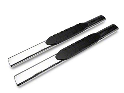 Barricade 5-Inch Oval Straight End Side Step Bars; Rocker Mount; Stainless Steel (07-19 Silverado 2500 HD Regular Cab)