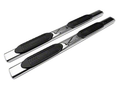 Barricade 6-Inch Oval Straight End Side Step Bars; Rocker Mount; Stainless Steel (07-19 Silverado 2500 HD Extended/Double Cab)