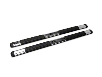 Barricade Saber 5-Inch Aluminum Side Step Bars; Stainless Cover Plates (20-24 Silverado 2500 HD Crew Cab)