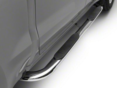 Barricade 4-Inch Oval Bent End Side Step Bars; Stainless Steel (20-24 Silverado 3500 HD Crew Cab)