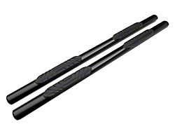 Barricade 4-Inch Oval Straight End Side Step Bars; Rocker Mount; Black (07-19 Silverado 3500 HD Crew Cab)