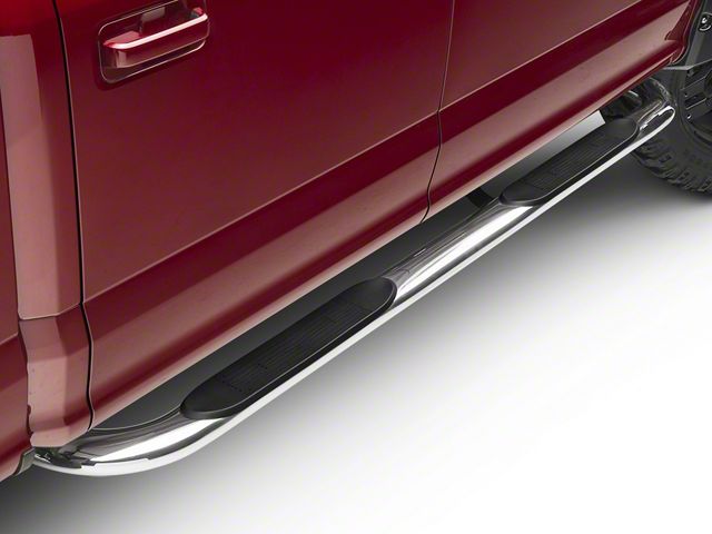 Barricade 4-Inch Oval 90 Degree Bent End Side Step Bars; Stainless Steel (17-24 F-250 Super Duty SuperCrew)