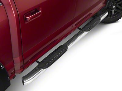 Barricade 5-Inch Oval 60 Degree Bent End Side Step Bars; Stainless Steel (17-25 F-250 Super Duty SuperCrew)